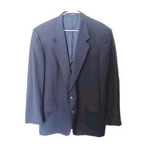 Vtg Perry Ellis 46R Navy Blue Wool Blazer Made In USA The Coach House 80s 90s